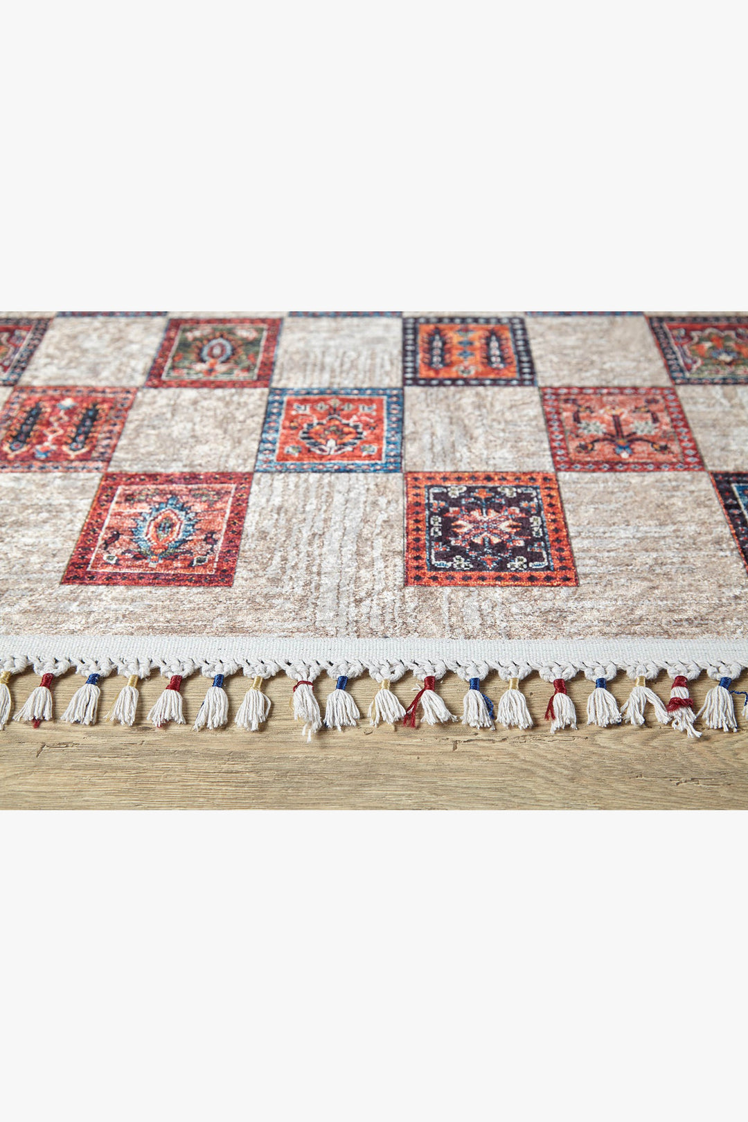 machine-washable-area-rug-Braided-Tassel-Collection-Cream-Beige-Red-JR5023