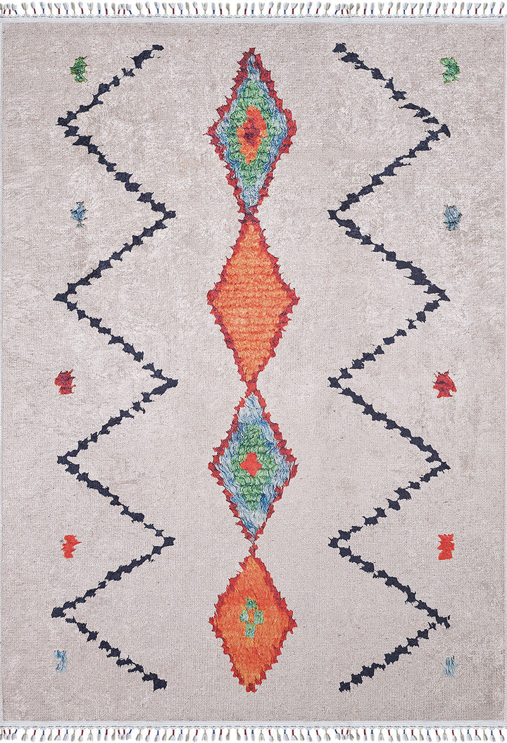 machine-washable-area-rug-Braided-Tassel-Collection-Orange-Cream-Beige-JR5048