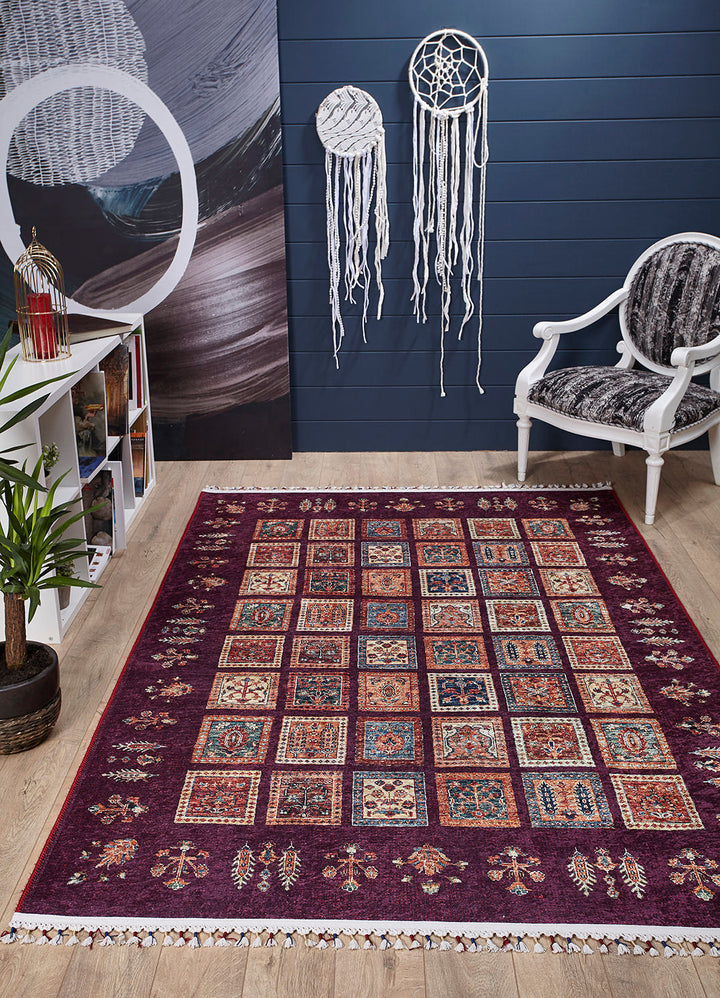 machine-washable-area-rug-Braided-Tassel-Collection-Red-Purple-JR5065