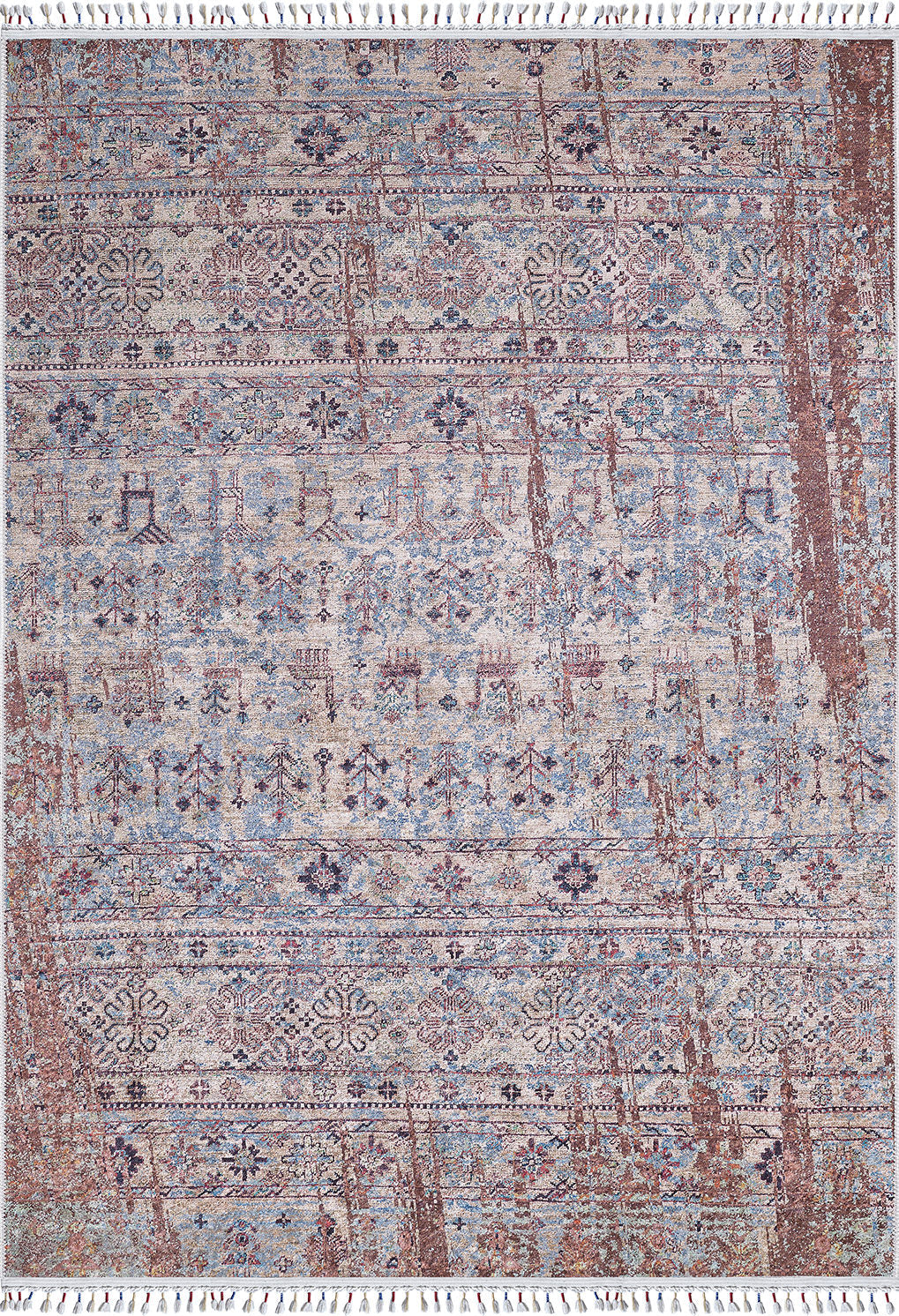 machine-washable-area-rug-Braided-Tassel-Collection-Bronze-Brown-Blue-JR5073