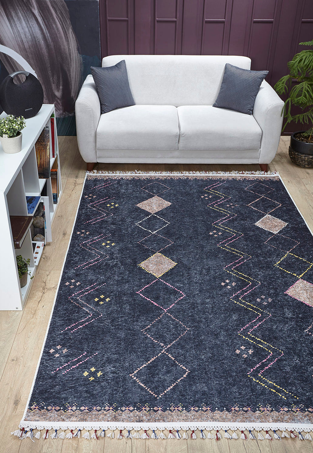 machine-washable-area-rug-Braided-Tassel-Collection-Gray-Anthracite-JR5106