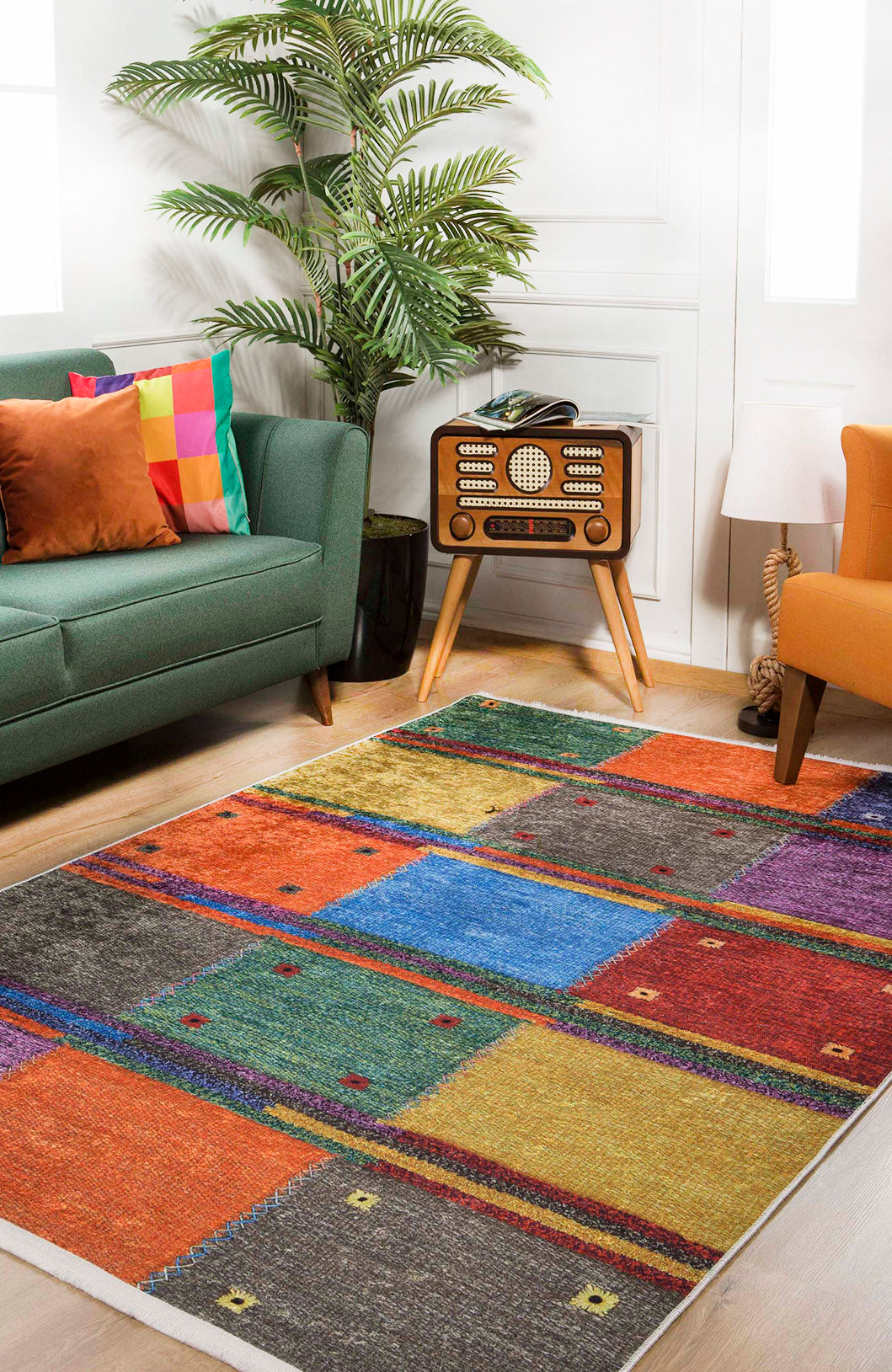 machine-washable-area-rug-Plaid-Modern-Collection-Multicolor-JR95