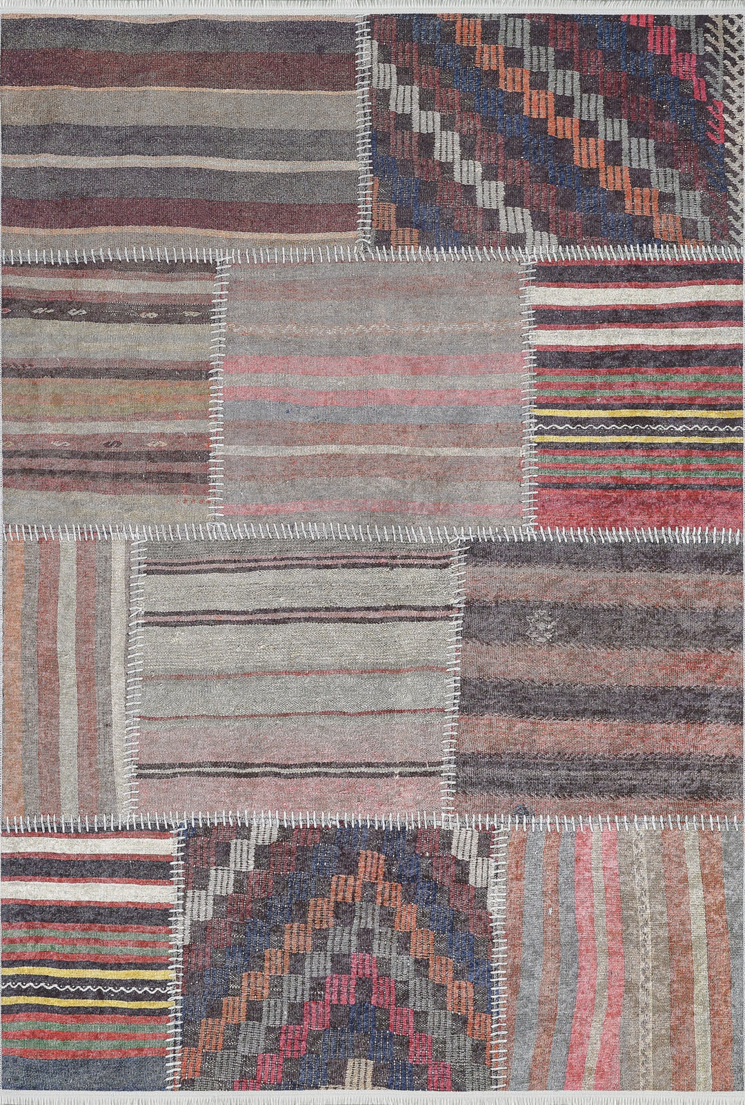 machine-washable-area-rug-Patchwork-Tribal-Ethnic-Collection-Multicolor-JR1622