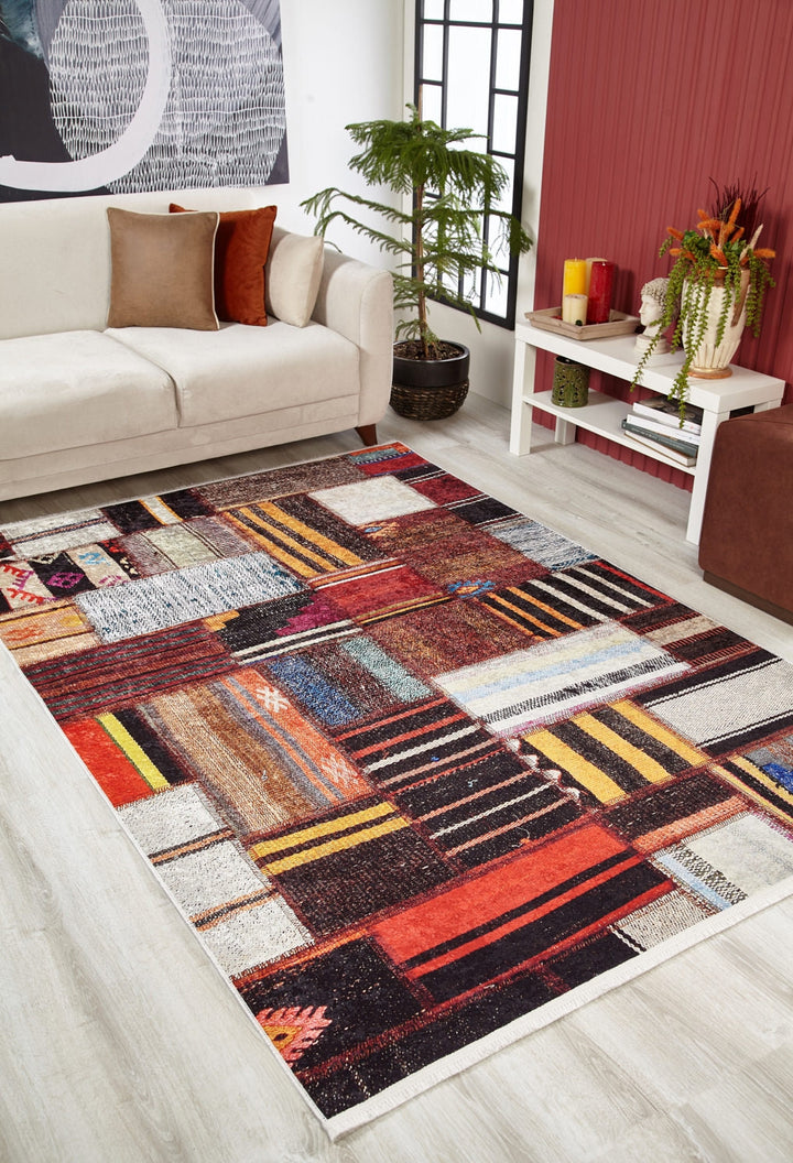 machine-washable-area-rug-Tribal-Ethnic-Patchwork-Collection-Multicolor-JR1623