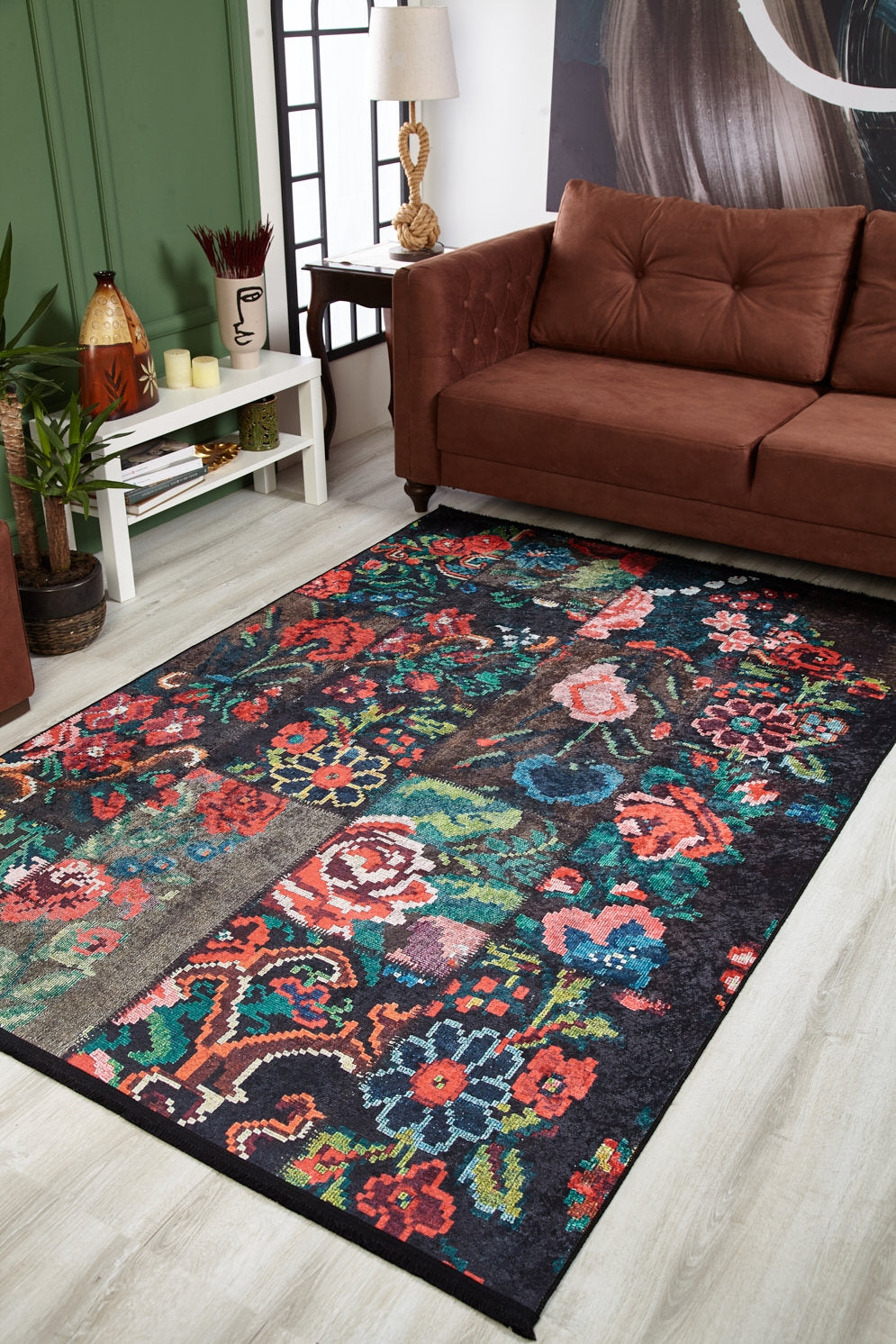 machine-washable-area-rug-Floral-Patchwork-Collection-Multicolor-JR1958