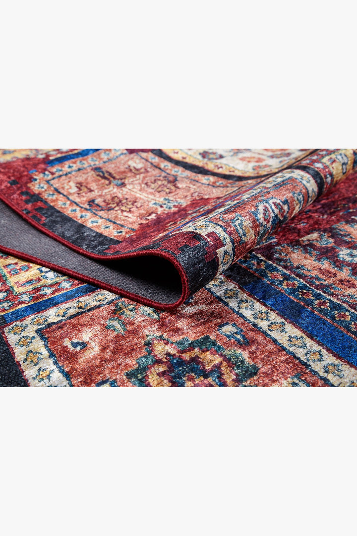 machine-washable-area-rug-Tribal-Ethnic-Collection-Multicolor-Red-JR1597