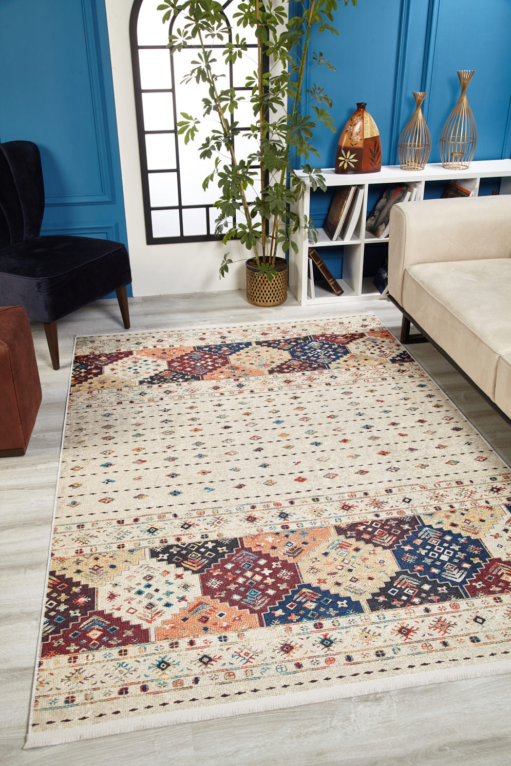 machine-washable-area-rug-Tribal-Ethnic-Collection-Cream-Beige-JR1640