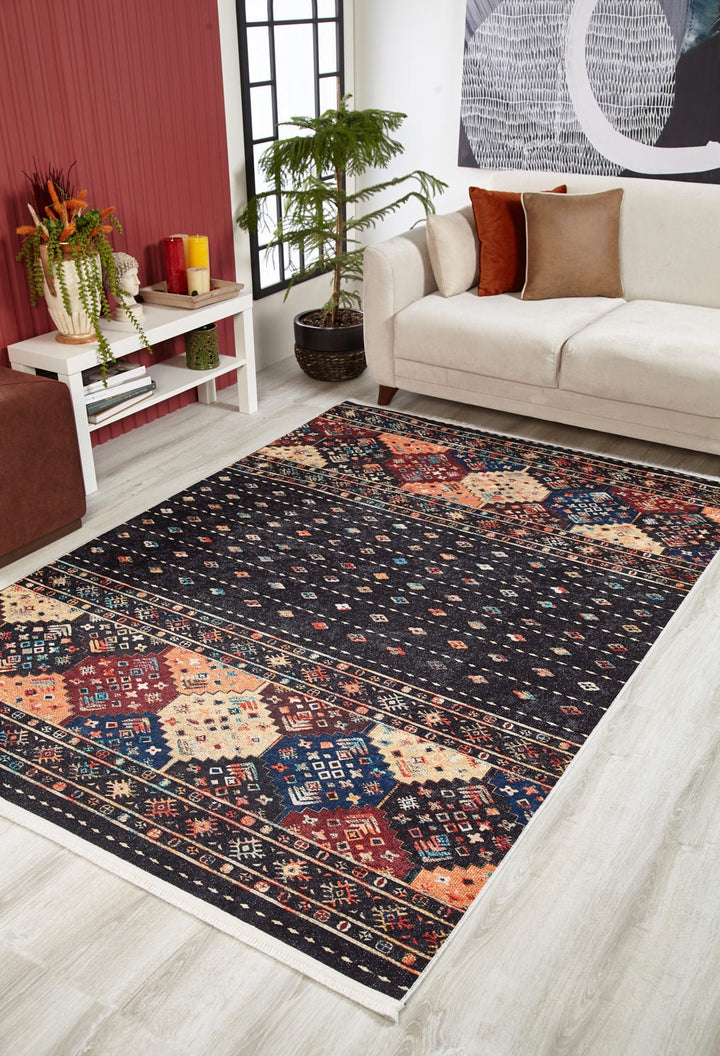 machine-washable-area-rug-Tribal-Ethnic-Collection-Black-JR1643