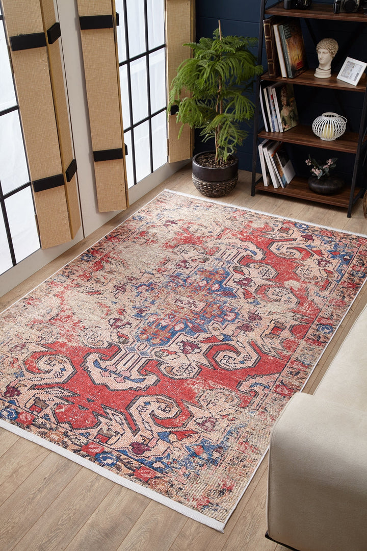 machine-washable-area-rug-Medallion-Vintage-Collection-Red-JR1684