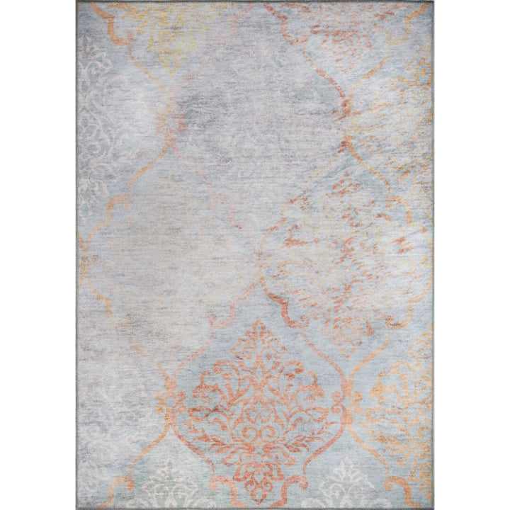 Bethune Gray Ethnic Cotton Washable Decorative Carpet