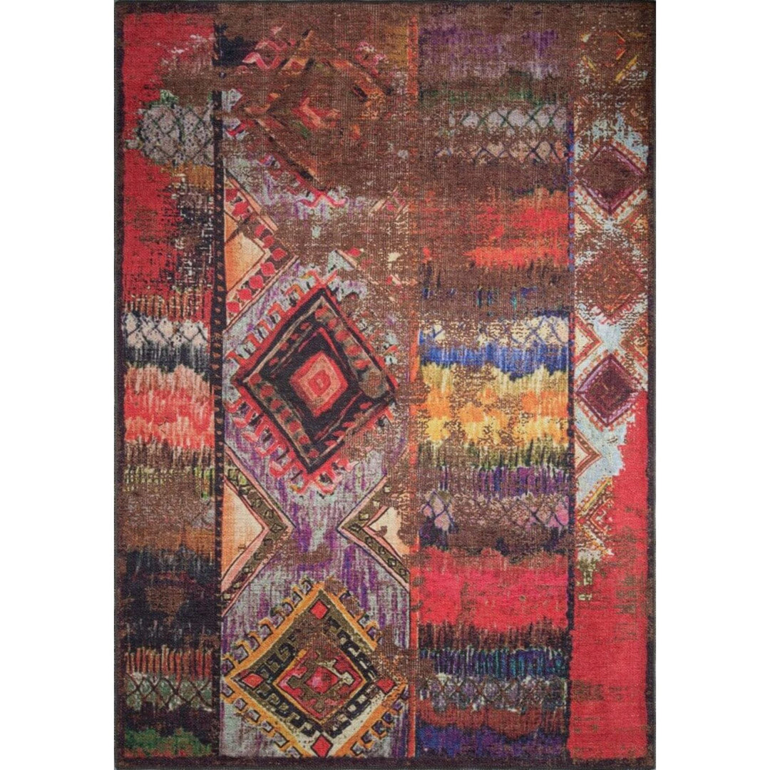 Dizier Red Ethnic Cotton Washable Decorative Carpet