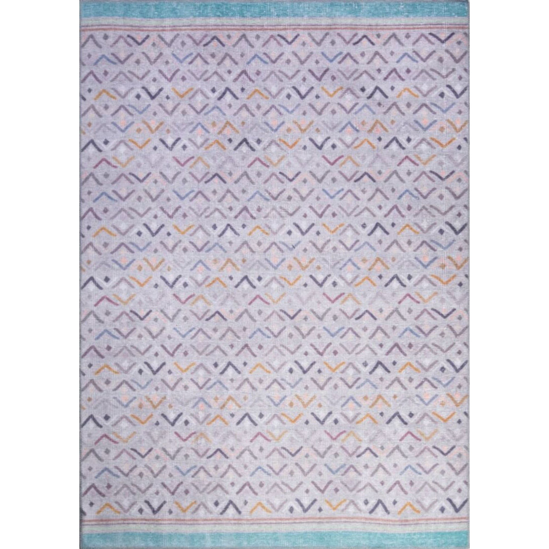 Lambersart Gray Geometric Cotton Washable Decorative Carpet