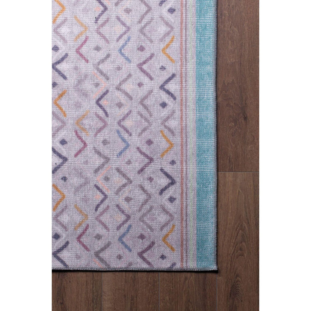 Lambersart Gray Geometric Cotton Washable Decorative Carpet