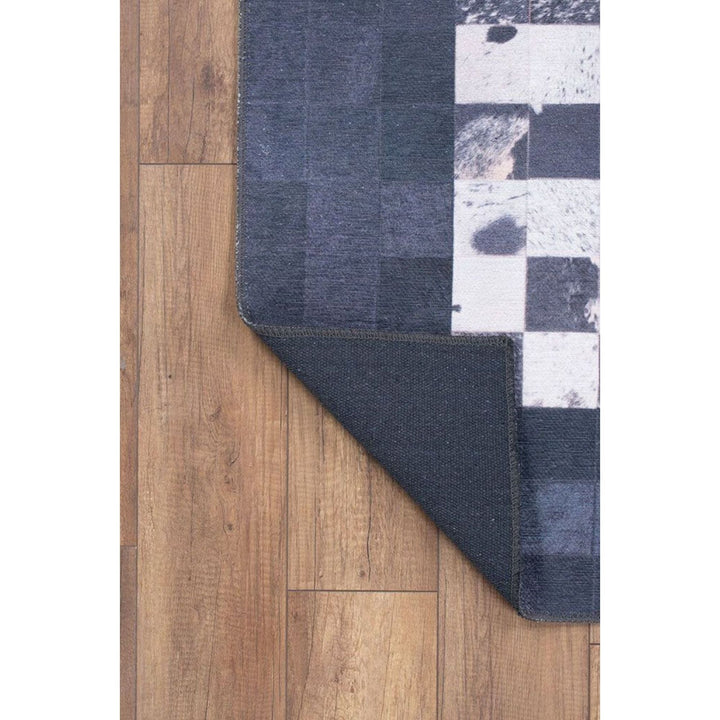Perigueux Navy Blue Geometric Cotton Washable Decorative Carpet